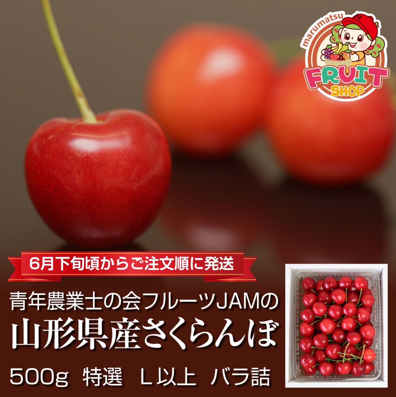 【送料無料】青年農業士の会 フルーツJAMの佐藤錦 500g