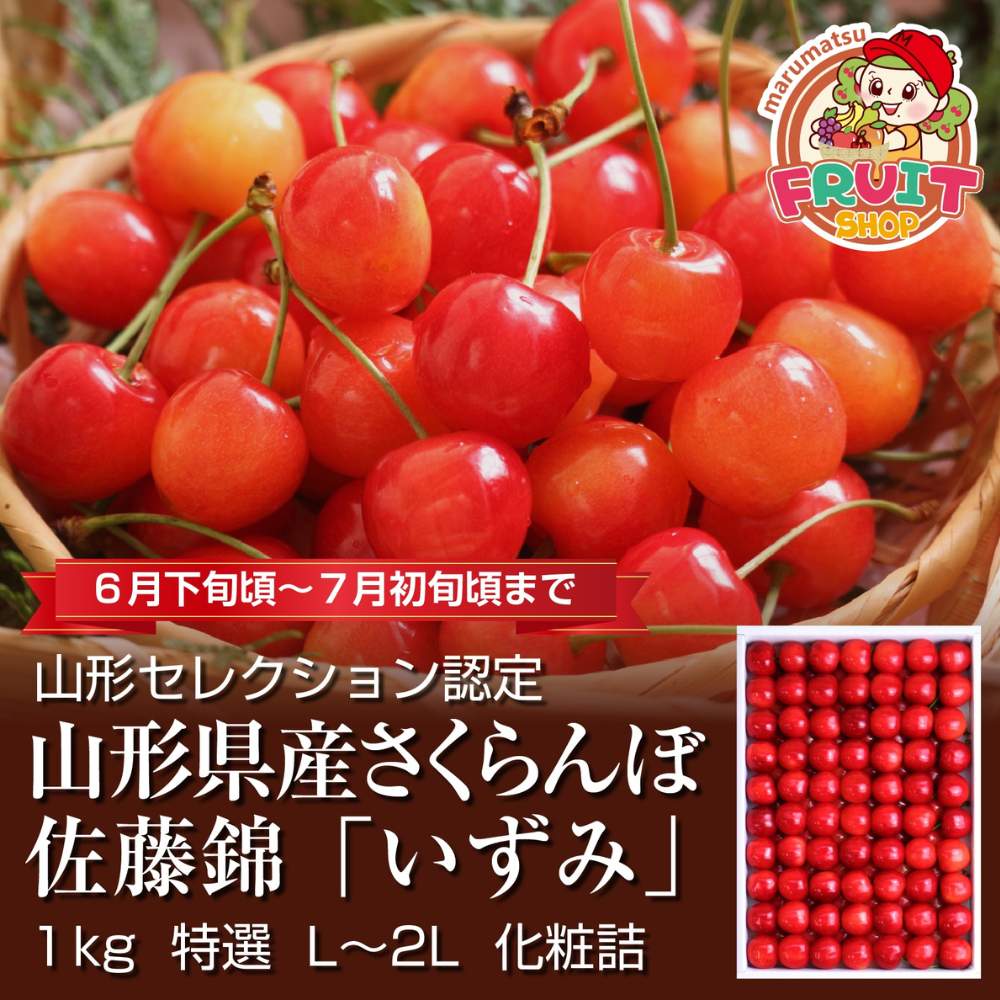 【送料無料】山形県産さくらんぼ「佐藤錦」特選いずみ1kg化粧詰
