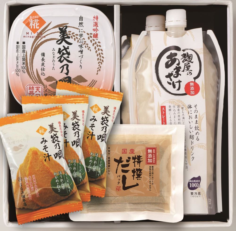 【ギフト・ご自宅用】　美袋乃唄・甘酒・フリーズドライみそ汁・特撰だし セット＊　MA-22