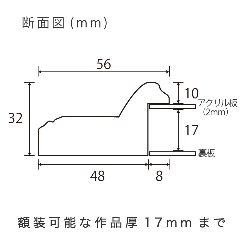 MRN-D3020-E ブラック/シルバー　[デッサン額縁/UVカットアクリル]　SN250/W56