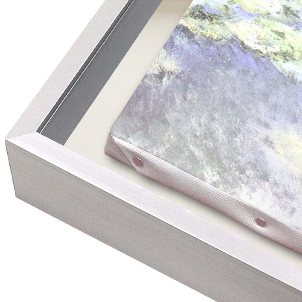 MRN-A4019-C シルバー×ベージュ(布)  　[油彩額縁/UVカットアクリル]　SN200/W10