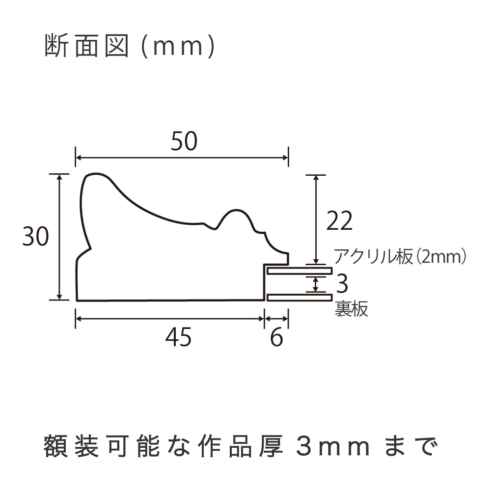 MRN-D5011-B シャンパンゴールド　[デッサン額縁/UVカットアクリル]　SN320/W50