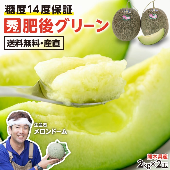 メロン 肥後グリーン （2玉 3Lサイズ / 秀品 / メロンドーム ) 産地