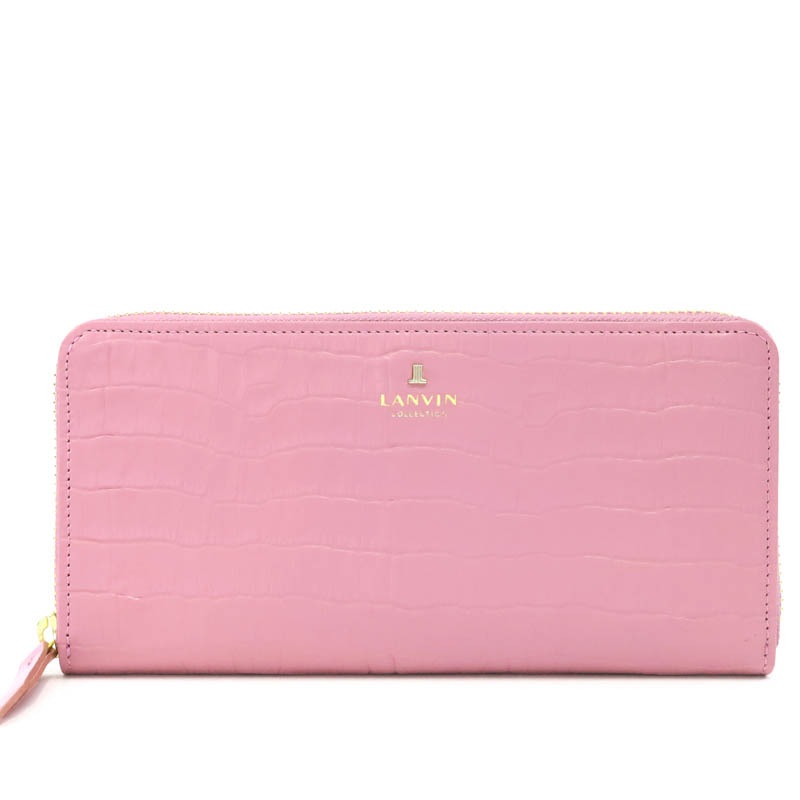 ランバン コレクション ラウンドファスナー長財布 ピンク系
