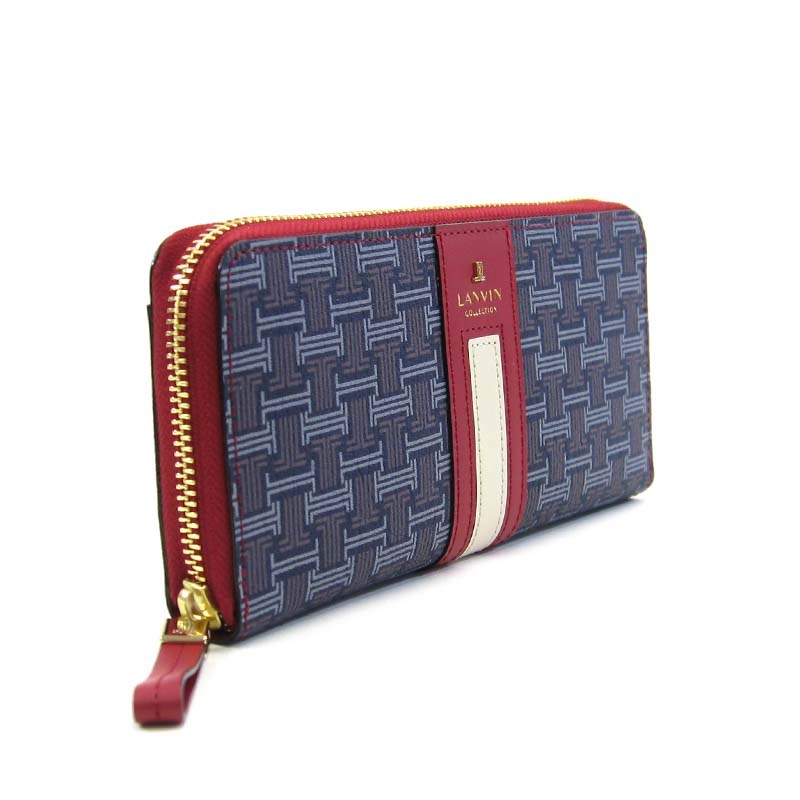 【未使用】ランバン　フェリアパース　長財布　L字ファスナー　ネイビー　レッド LANVIN COLLECTION ランバン 長財布 L字ファスナー レディース 新品