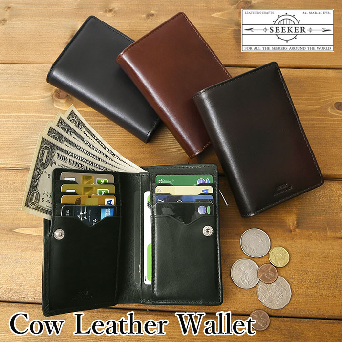 SEEKER シーカーSKW-022AT3 アンティーク レザー 本革 牛革 二つ折り 短財布 メンズ ウォレット