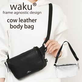 waku ワク WK-0028 ソフト 本革 ショルダーバッグ ユニセックス サコッシュボディバッグコインケースプレゼント付き