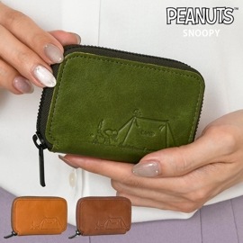 SNOOPY スヌーピーレディース ミニ財布 極小ラウンド財布 牛革 本革 カード 札入れ 小銭入れ PEANUTS ピーナッツレザーウォレット 73025