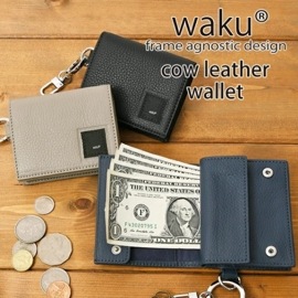 waku ワク WKW-0006 ソフト 本革 カウレザー二つ折り短財布 コンパクトウォレット 