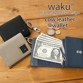 waku ワク WKW-0007 ソフト 本革 カウレザー三つ折り短財布 コンパクトウォレット 