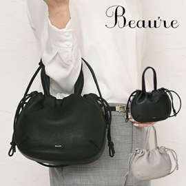Beaure ヴュレ レディースバッグ 本革 牛革 巾着デザイン2wayミニショルダーバッグ B-24311
