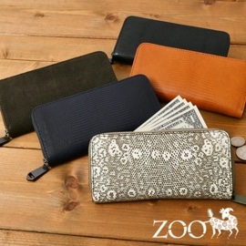 ZOO(ズー) ZLW-140 トカゲ革リザード革 姫路レザー ラウンドファスナー長財布