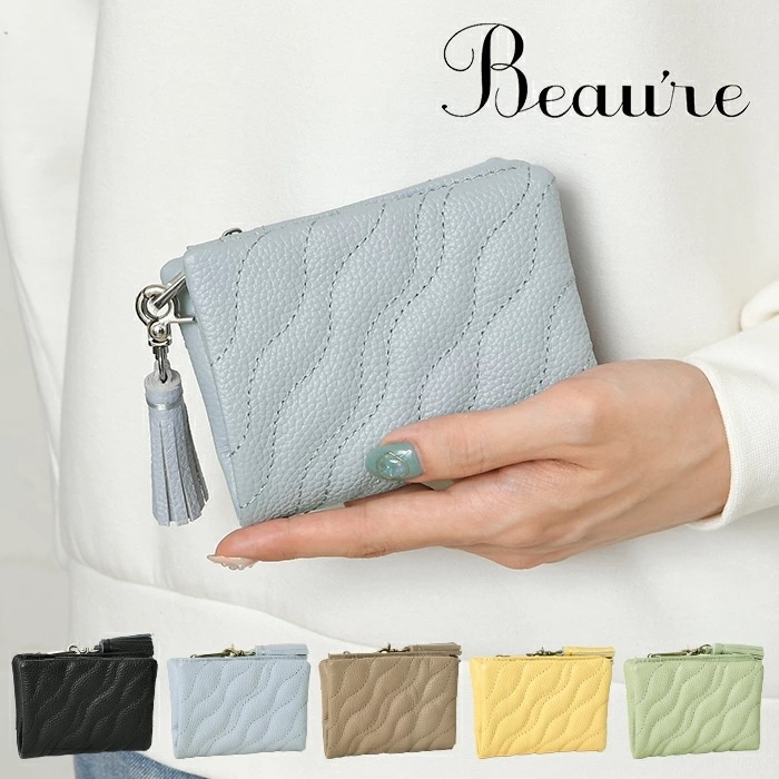 Beaure ヴュレ レディース短財布 本革 牛革 レザー二つ折り財布 B-24308