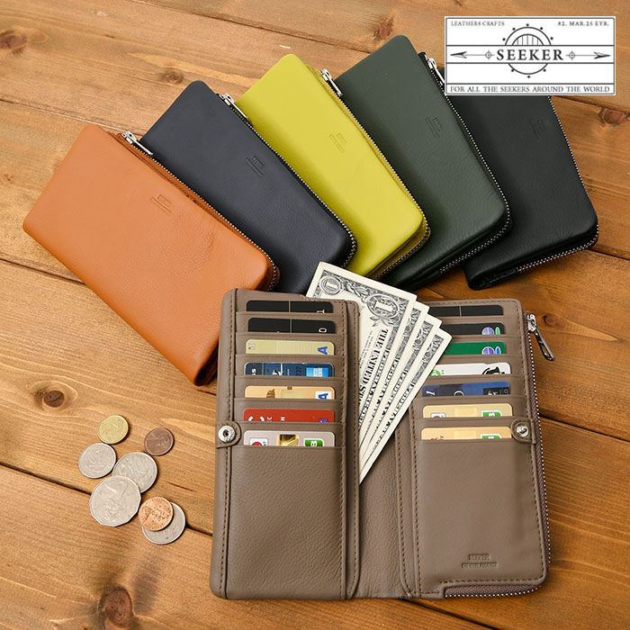 SEEKER シーカーSKW-MT19 マットレザー 本革 牛革 二つ折り長財布 メンズ ロングウォレット