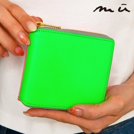 mu (ムー) レディース ミニ財布 75036 蛍光カラー マルチカラー 財布 小銭入れ レザー サイフ 鞄 牛革 レザー ウォレット