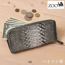 ZOO(ズー) ZLW-159 日本製 本革 ラウンドファスナー長財布 ヘビ革 ダイヤモンドパイソン イタリアンレザー財布 コンパクトタイプ