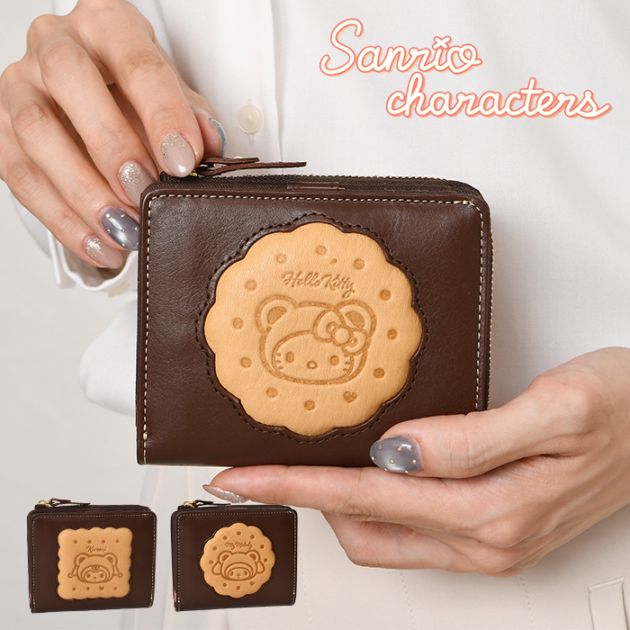 新品 財布 レディース 二つ折り L字ラウンド ハローキティ 本革 ビスケット！ ハローキティ 財布 レディース 二つ折り L字ラウンドファスナー