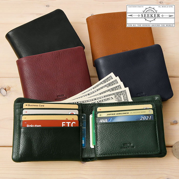 SEEKER シーカー SKW-TC05 本革ベジタブルタンニンレザー二つ折り 短財布 財布 メンズ ウォレット 
