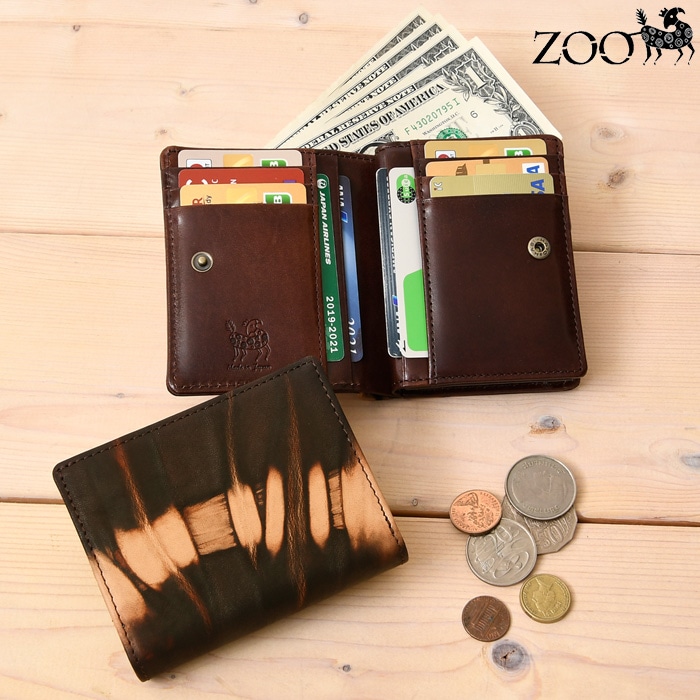ZOO ズー 日本製 ZBF-037 本革 牛革 泥染め 短財布 二つ折り 二つ折り財布 イタリアンレザーメンズ 財布