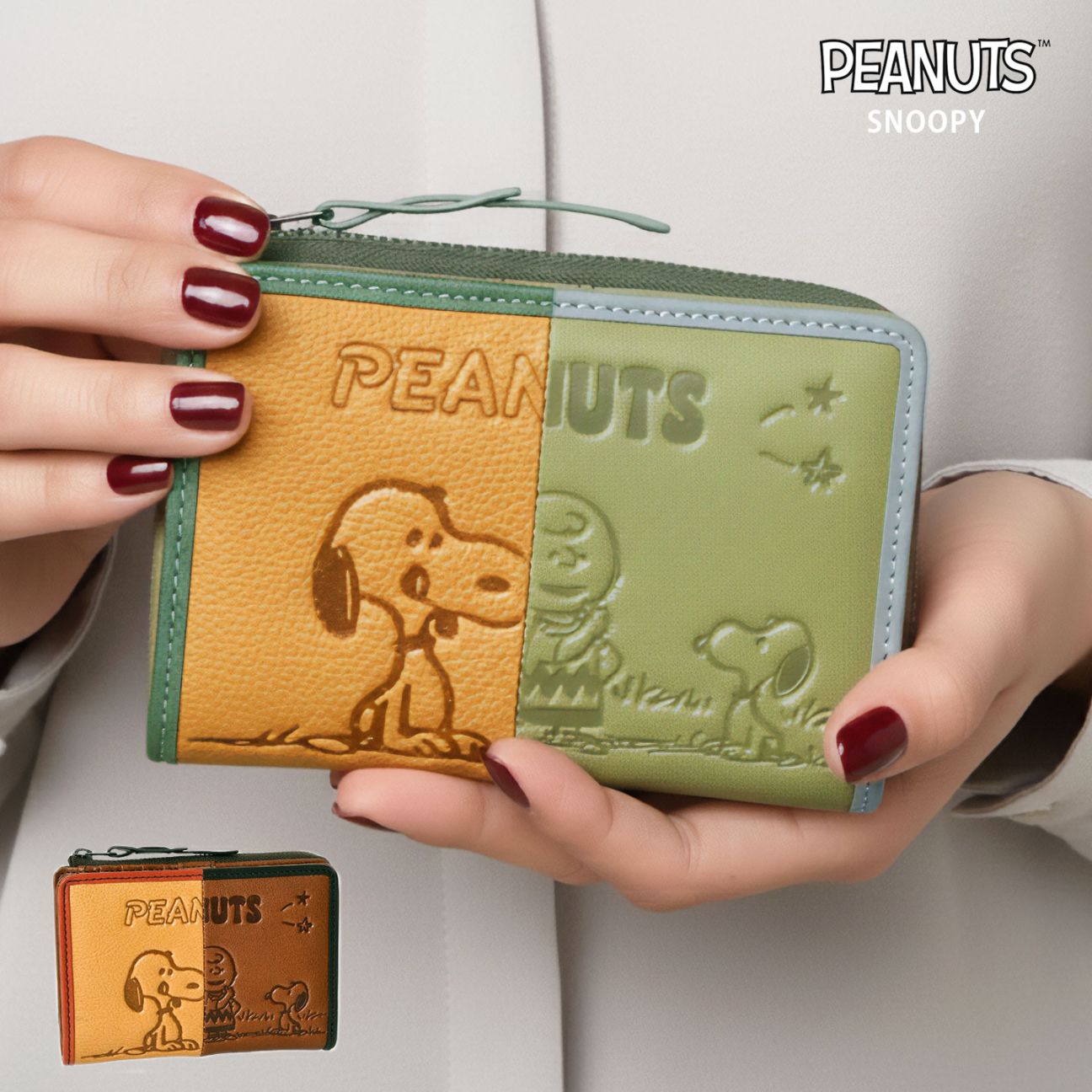 SNOOPY スヌーピー 短財布 牛革 本革 73522 ピーナッツ PEANUTS ラウンドファスナーレディース ウォレット