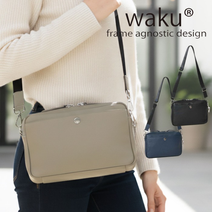 waku ワク WK-0109 ショルダーバッグ ソフト 本革 牛革 レディースショルダーバッグ 肩掛け 斜め掛けメンズ ユニセックス レザーバッグ