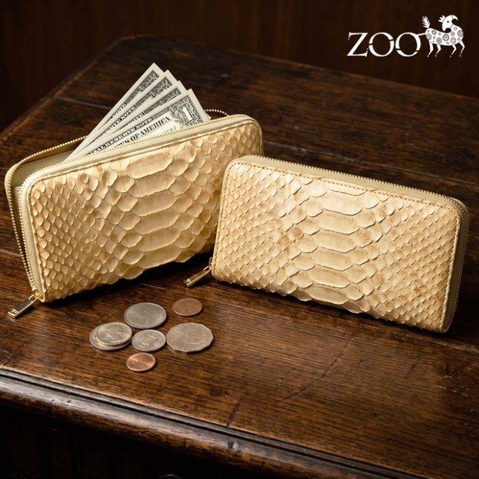 ZOO ズー 日本製 ZLW-171 ヘビ革 ラウンドファスナー 長財布 ダイヤモンドパイソン 本革 サイフ 鞄 財布