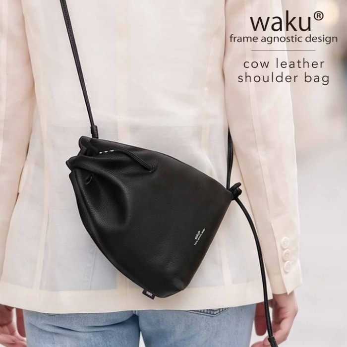本革 waku ワク WK-0118 ソフト ミニショルダーバッグ 巾着 肩掛け 斜め掛け ユニセックス レザーボディバッグ 