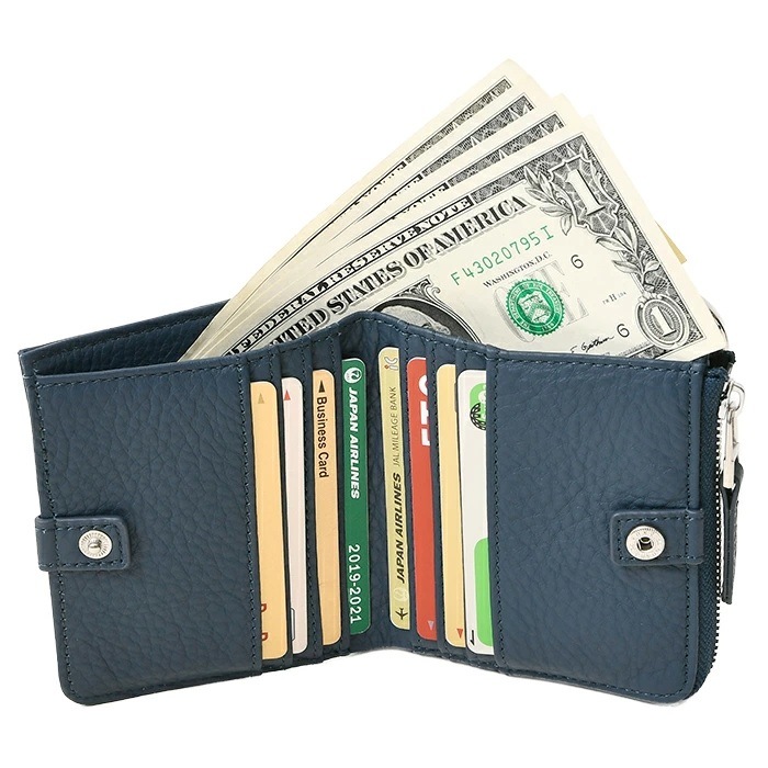 waku ワク WKW-0008 ソフト 本革 カウレザー二つ折り短財布 コンパクトウォレット 