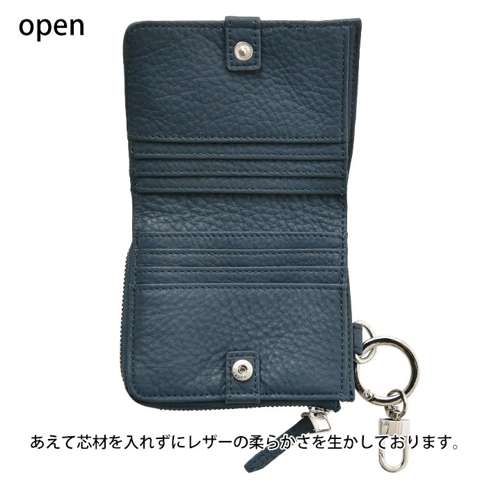 waku ワク WKW-0008 ソフト 本革 カウレザー二つ折り短財布 コンパクトウォレット 