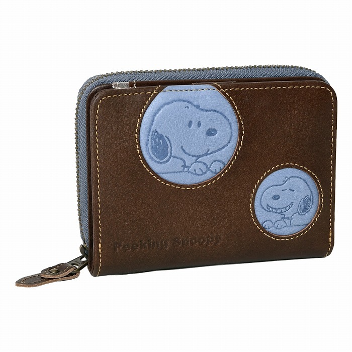 SNOOPY スヌーピー 財布 PEANUTS ピーナッツ 73529 牛革 本革 二つ折り財布 ミニウォレット レザー 短財布 