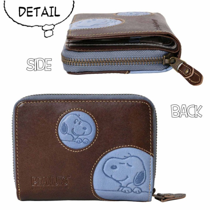 SNOOPY スヌーピー 財布 PEANUTS ピーナッツ 73529 牛革 本革 二つ折り財布 ミニウォレット レザー 短財布 