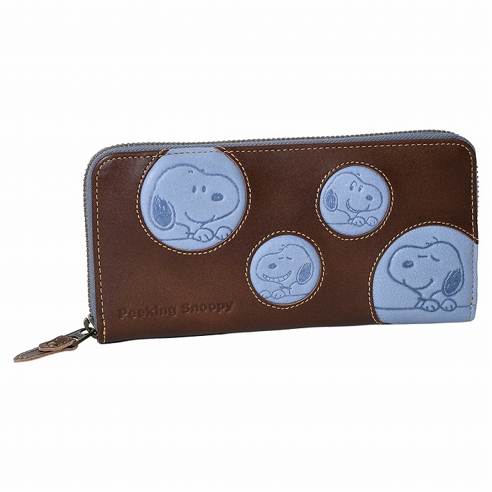 SNOOPY スヌーピー 財布 PEANUTS ピーナッツ 73536 牛革 本革 ラウンドファスナー 長財布 ミニウォレット レザー 財布