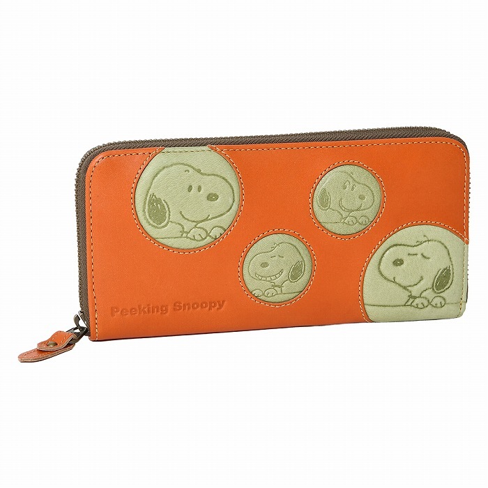 SNOOPY スヌーピー 財布 PEANUTS ピーナッツ 73536 牛革 本革 ラウンドファスナー 長財布 ミニウォレット レザー 財布