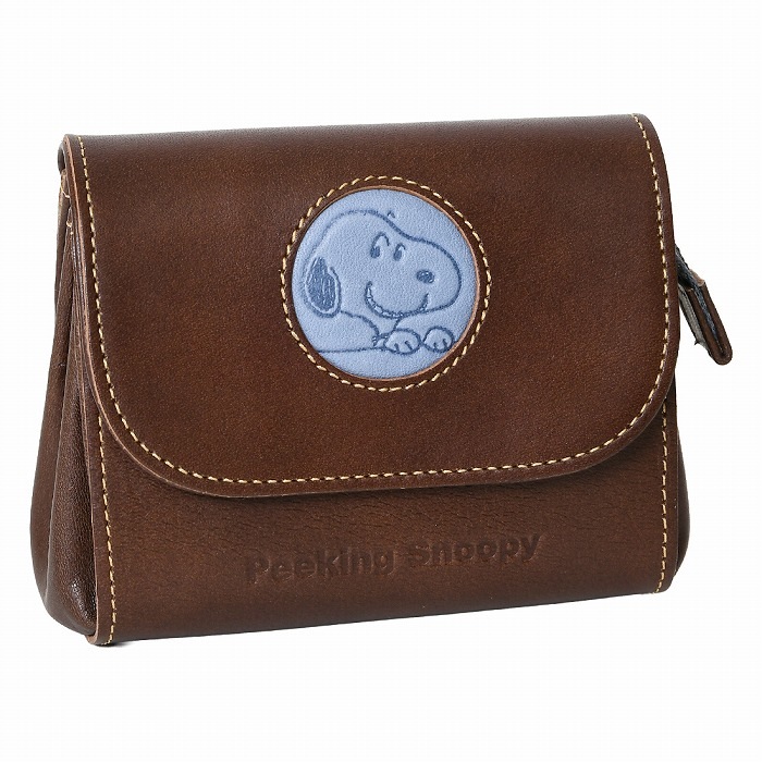 SNOOPY スヌーピー 財布 PEANUTS ピーナッツ 73537 お財布ポーチ 短財布 牛革 本革 レザー 財布 小銭入れ カード入れ ウォレット 