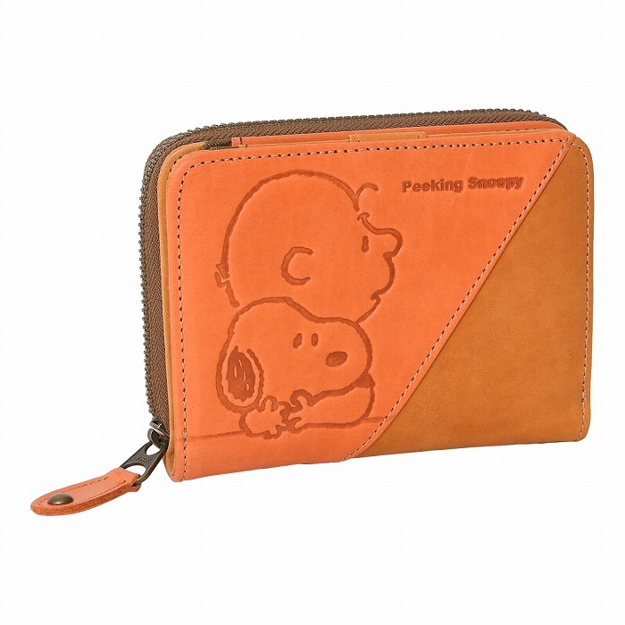 SNOOPY スヌーピー 財布 PEANUTS ピーナッツ 73526 牛革 本革 二つ折り財布 ミニウォレット レザー 短財布