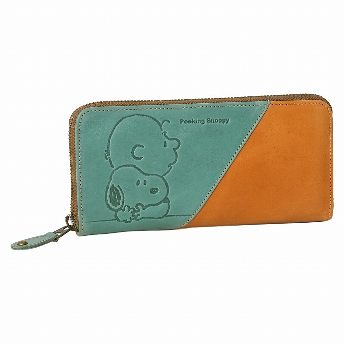 SNOOPY スヌーピー 財布 PEANUTS ピーナッツ 73527 牛革 本革 ラウンドファスナー 長財布 ミニウォレット レザー 財布
