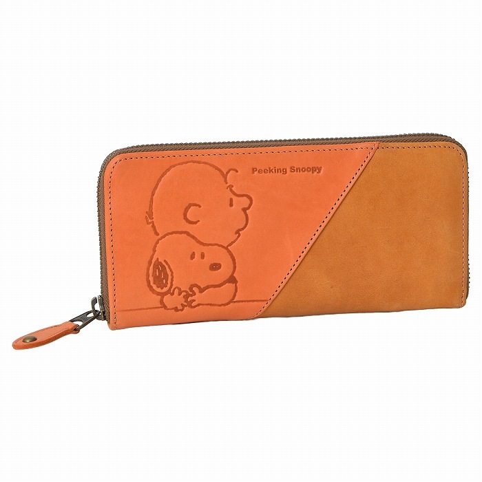 SNOOPY スヌーピー 財布 PEANUTS ピーナッツ 73527 牛革 本革 ラウンドファスナー 長財布 ミニウォレット レザー 財布