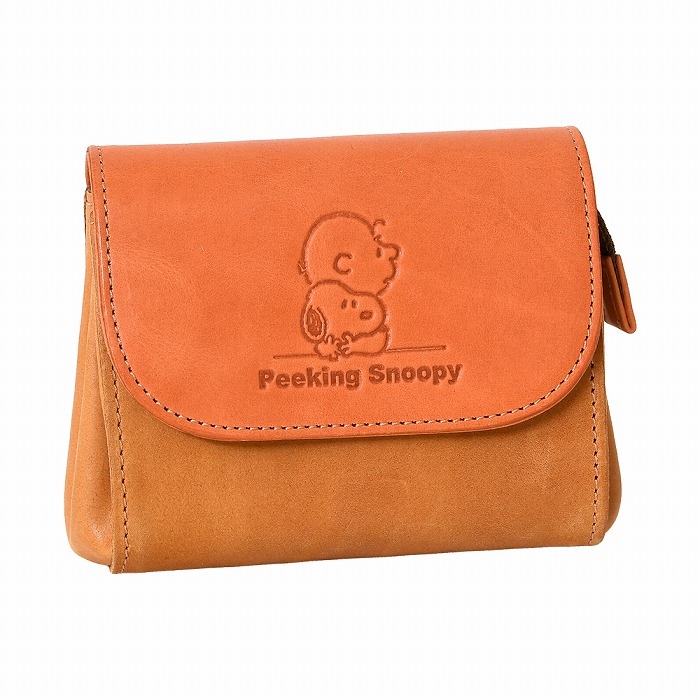 SNOOPY スヌーピー 財布 PEANUTS ピーナッツ 73528 お財布ポーチ 短財布 牛革 本革 レザー 財布 小銭入れ カード入れ ウォレット 