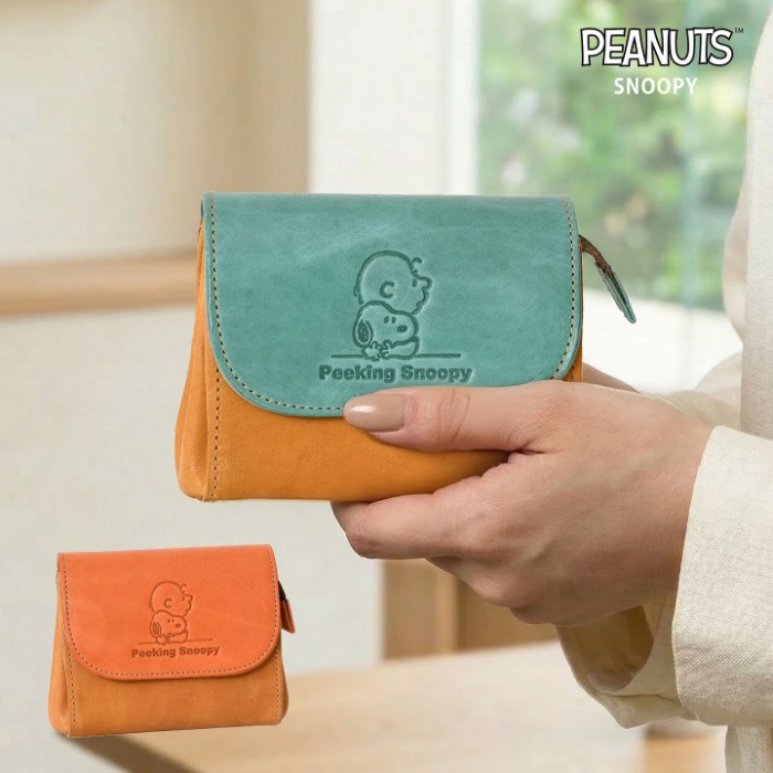 SNOOPY スヌーピー 財布 PEANUTS ピーナッツ 73528 お財布ポーチ 短財布 牛革 本革 レザー 財布 小銭入れ カード入れ ウォレット 