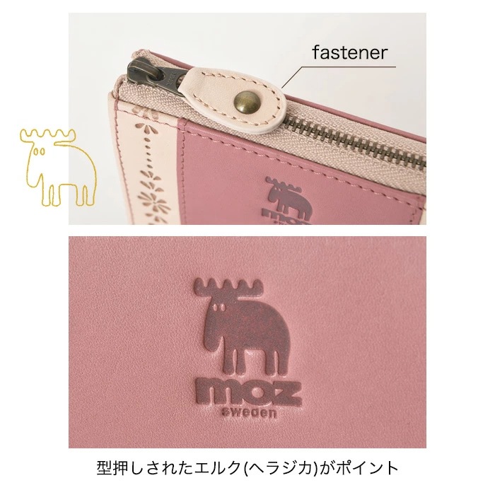moz モズ 財布 本革 L字ファスナー 短財布 エルク ヘラジカ 牛革