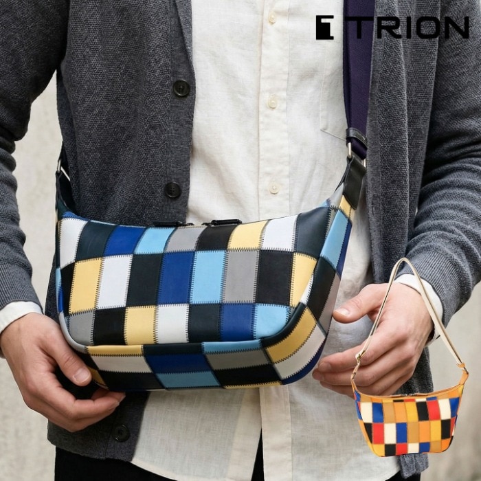 TRION トライオン レザーバッグ 本革 DPC294Mパネルレザー ショルダーバッグ パネル メンズ 牛革 鞄 レディース メンズバッグ 