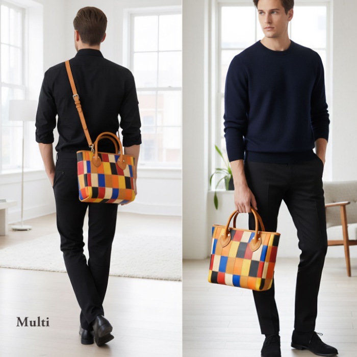TRION トライオンレザーバッグ DPC252SM 本革 マルチカラー パッチワークシリーズ トートバッグ