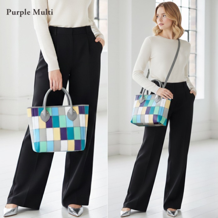 TRION トライオンレザーバッグ DPC252SM 本革 マルチカラー パッチワークシリーズ トートバッグ