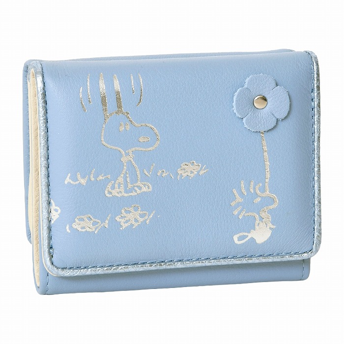 SSNOOPY スヌーピー 財布 PEANUTS ピーナッツ 73513 牛革 本革 三つ折り 三つ折り財布 ミニウォレット 