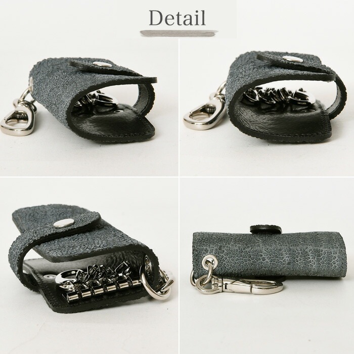 ZOO(ズー) ZKC-052 キーケース 5連 象革 象の鼻革 2つ折り ナスカン付き スナップボタン開閉