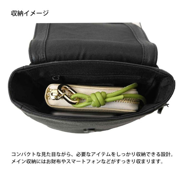 waku ワク WK-0102 ソフト 本革 牛革 メンズ レディースショルダーバッグ  肩掛け 斜め掛け ユニセックス ミニバッグ 