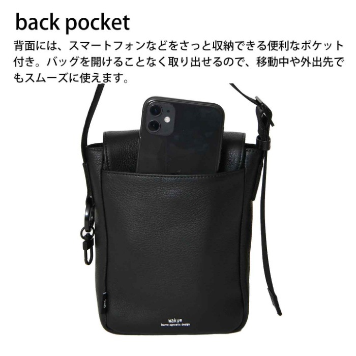 waku ワク WK-0102 ソフト 本革 牛革 メンズ レディースショルダーバッグ  肩掛け 斜め掛け ユニセックス ミニバッグ 