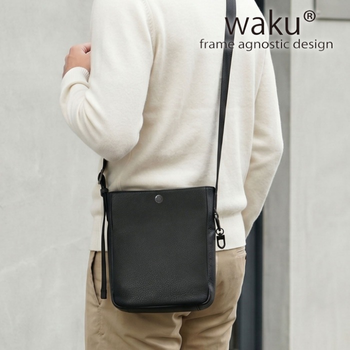 waku ワク WK-0104 ソフト 本革 牛革 メンズ レディースショルダーバッグ 肩掛け 斜め掛け ユニセックス レザーショルダーバッグ 