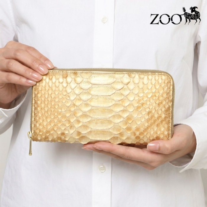 ZOO ズー 日本製 ZLW-171 ヘビ革 ラウンドファスナー 長財布 ダイヤモンドパイソン 本革 サイフ 鞄 財布