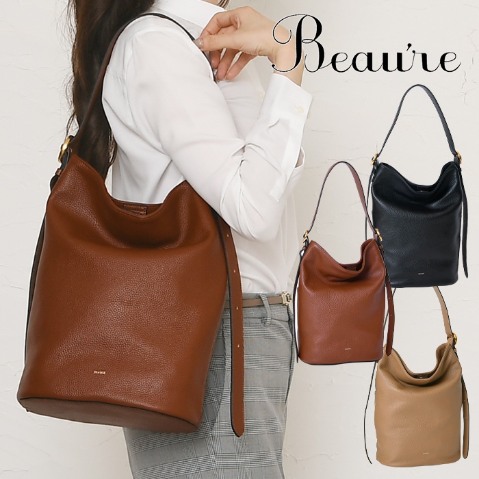 Beaure ヴュレバッグ本革デザインバックル 2way ハンドバッグ a4 ショルダーバッグ 肩掛け きれいめ カジュアル ビュレ B-25328